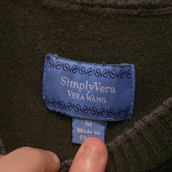 Simply Vera Wang Women's Two-Tone 3/4th Sleeve Cotton Top Size Medium NWOT - Picture 2 of 8